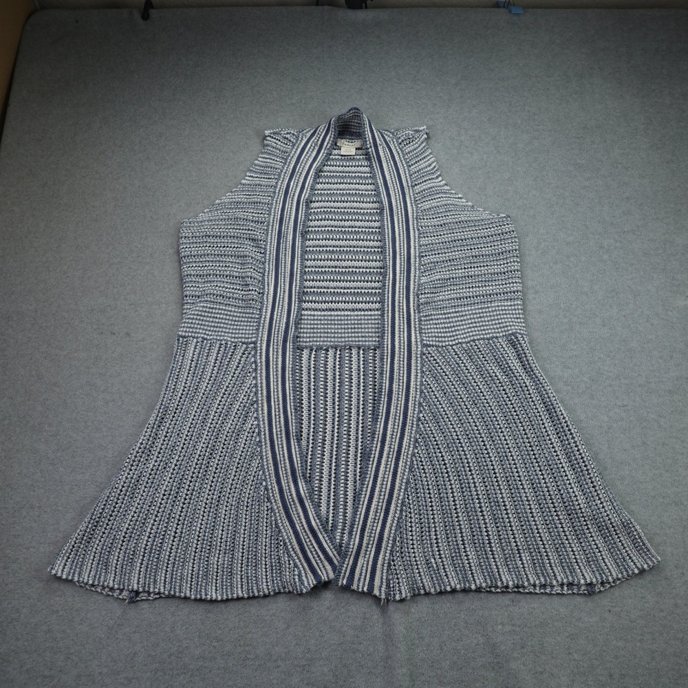 Ariat Cardigan Vest Womens M Blue Striped Knit Open Front Sleeveless Western